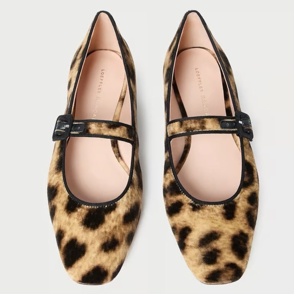 Loeffler Randall Leopard Mary Jane Flats in Tan and Black